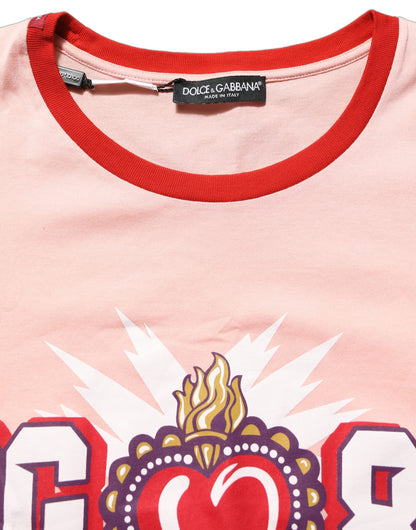 T-shirt Dolce & Gabbana en coton rose à col ras du cou et imprimé graphique