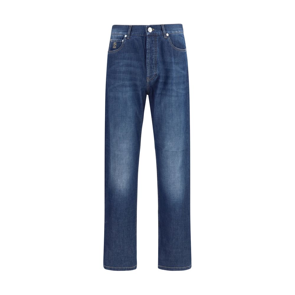 Jean en denim de coton bleu Brunello Cucinelli