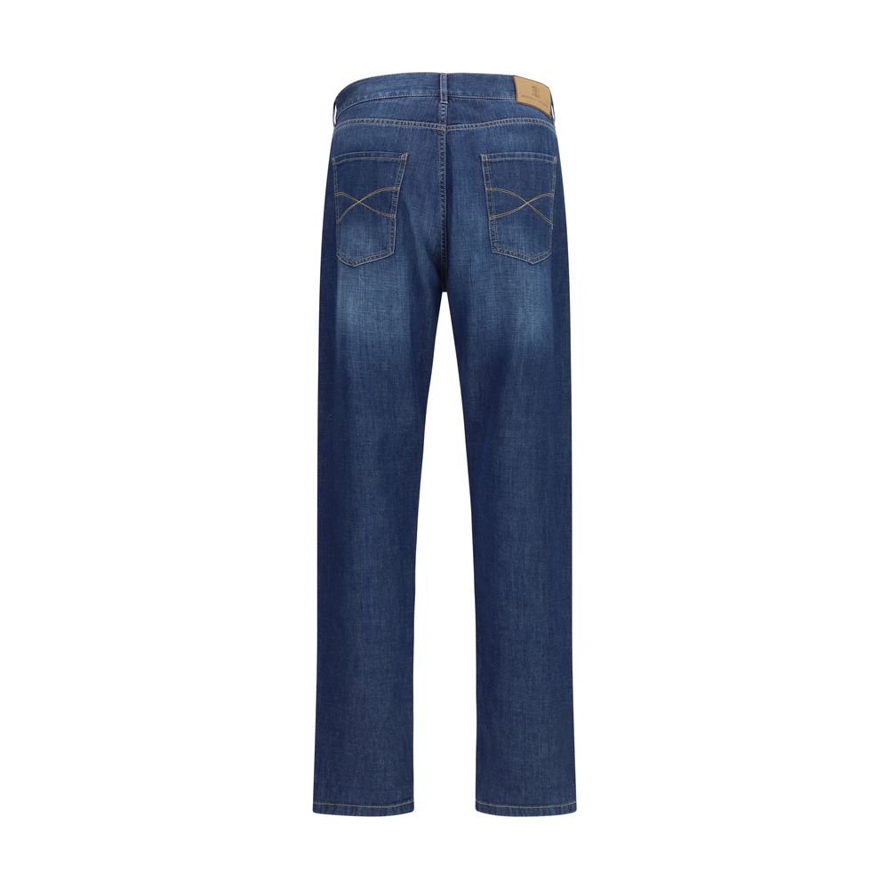 Jean en denim de coton bleu Brunello Cucinelli