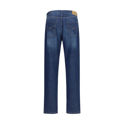 Jean en denim de coton bleu Brunello Cucinelli