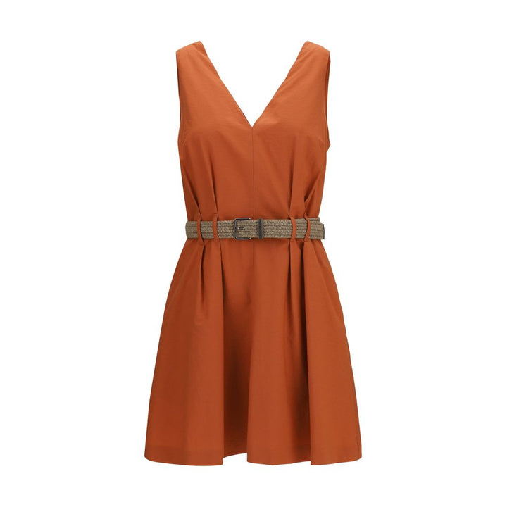 Brunello Cucinelli Vestido informal de algodón naranja