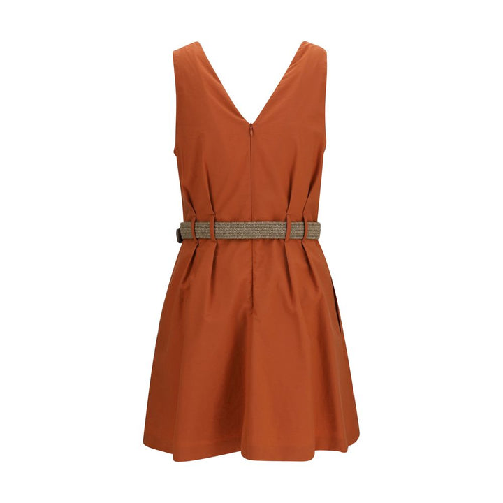 Brunello Cucinelli Vestido informal de algodón naranja