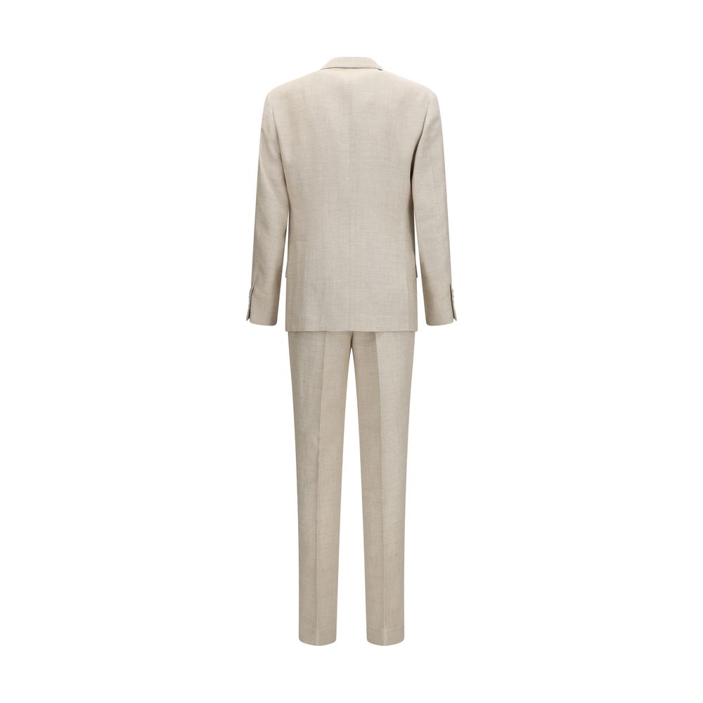 Traje de dos piezas de seda beige Brunello Cucinelli