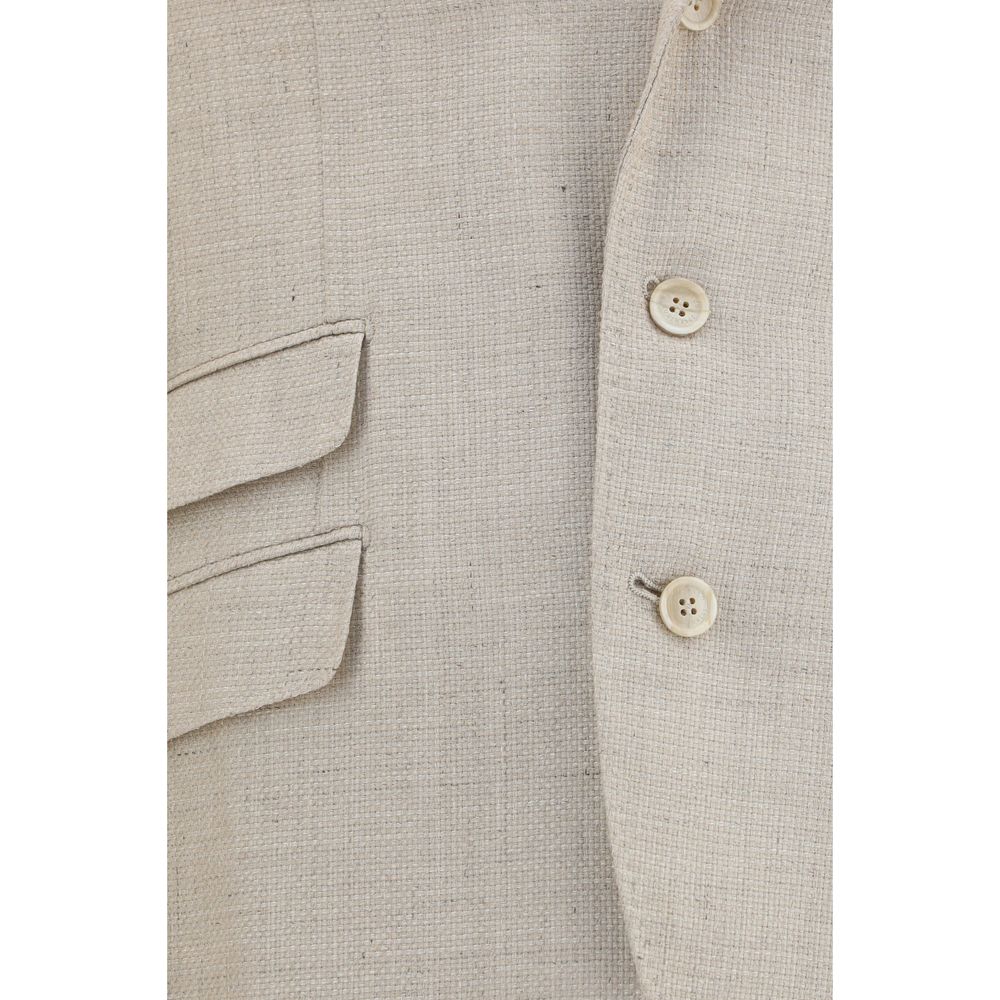 Traje de dos piezas de seda beige Brunello Cucinelli