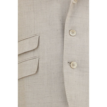 Traje de dos piezas de seda beige Brunello Cucinelli