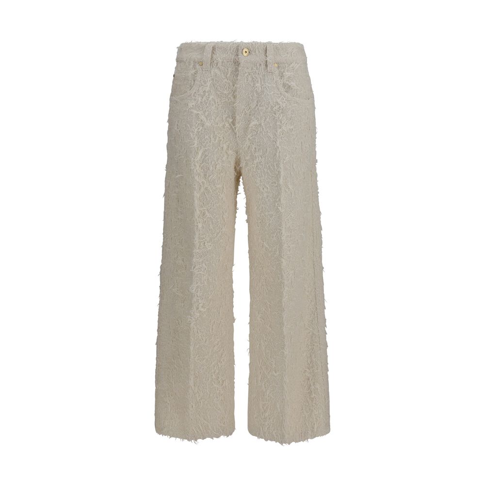 Pantalon coupe courte en coton beige Brunello Cucinelli