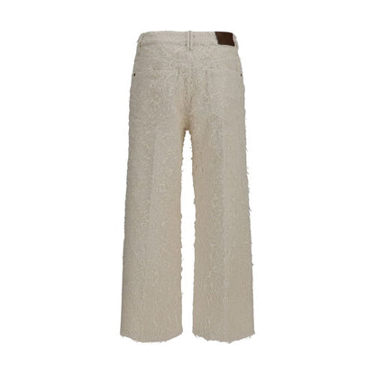 Pantalon coupe courte en coton beige Brunello Cucinelli