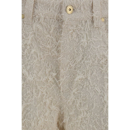 Pantalon coupe courte en coton beige Brunello Cucinelli