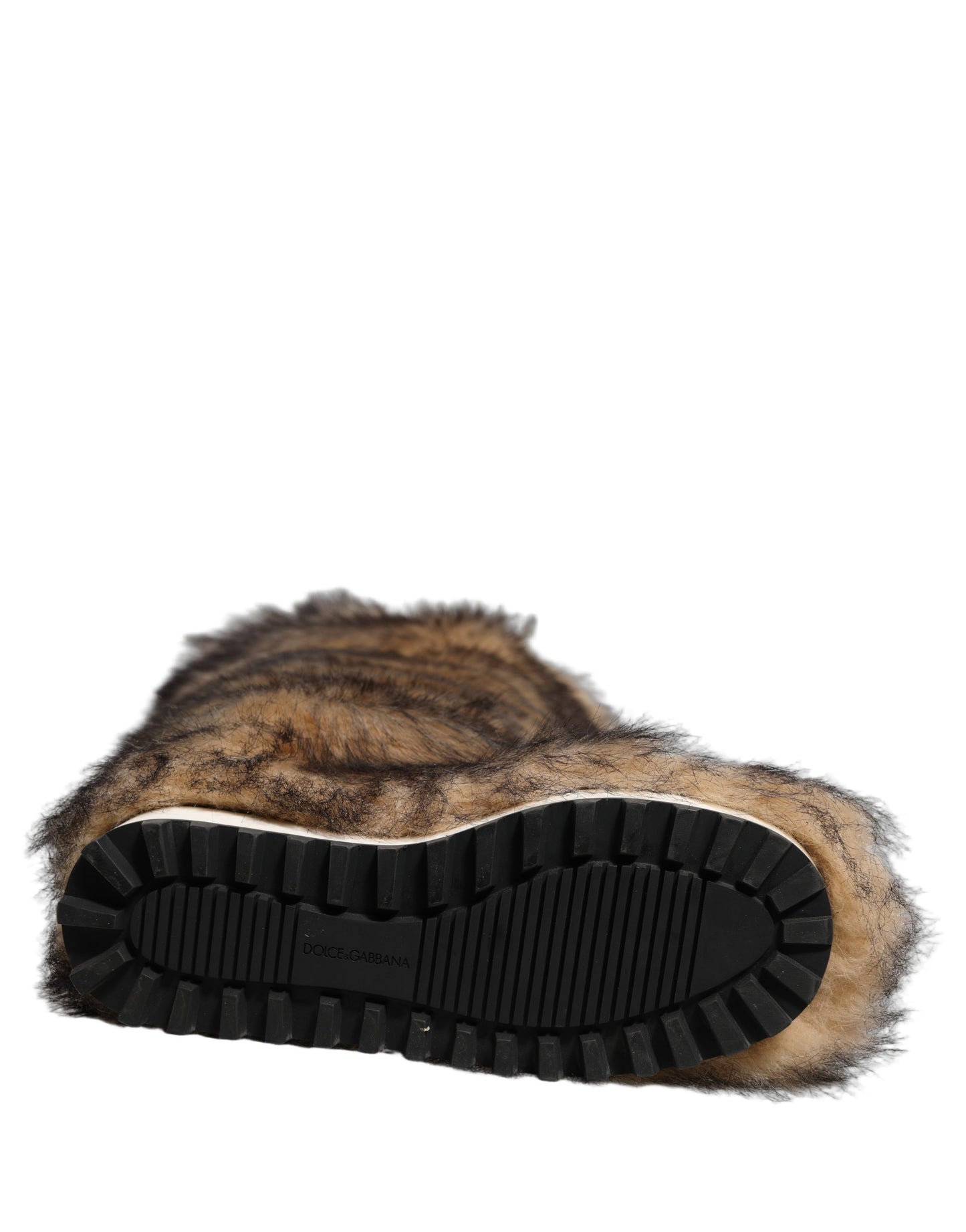 Dolce & Gabbana Bottes hautes à bout de genou en fausse fourrure marron