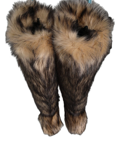 Dolce & Gabbana Bottes hautes à bout de genou en fausse fourrure marron