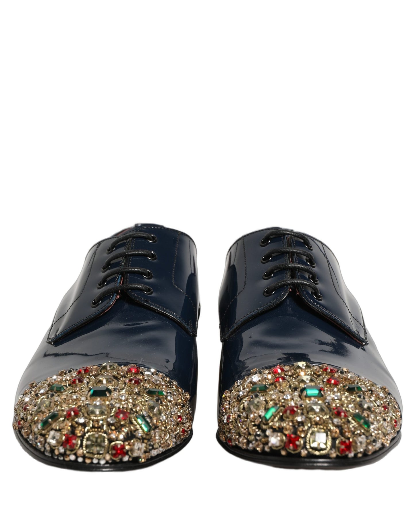 Chaussures de ville Richelieu formelles Dolce & Gabbana bleues ornées pour hommes
