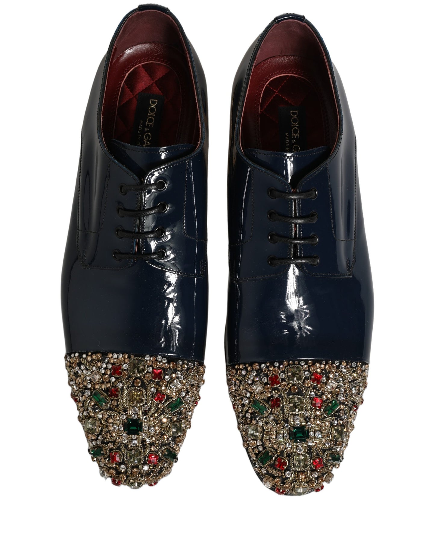 Chaussures de ville Richelieu formelles Dolce & Gabbana bleues ornées pour hommes
