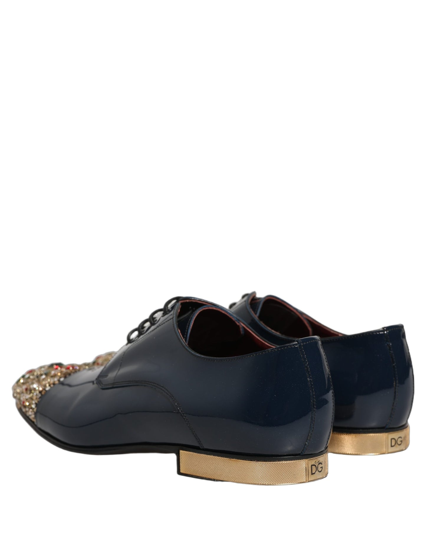 Chaussures de ville Richelieu formelles Dolce & Gabbana bleues ornées pour hommes