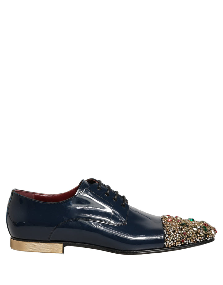 Zapatos de vestir formales derby para hombre Dolce & Gabbana azules adornados