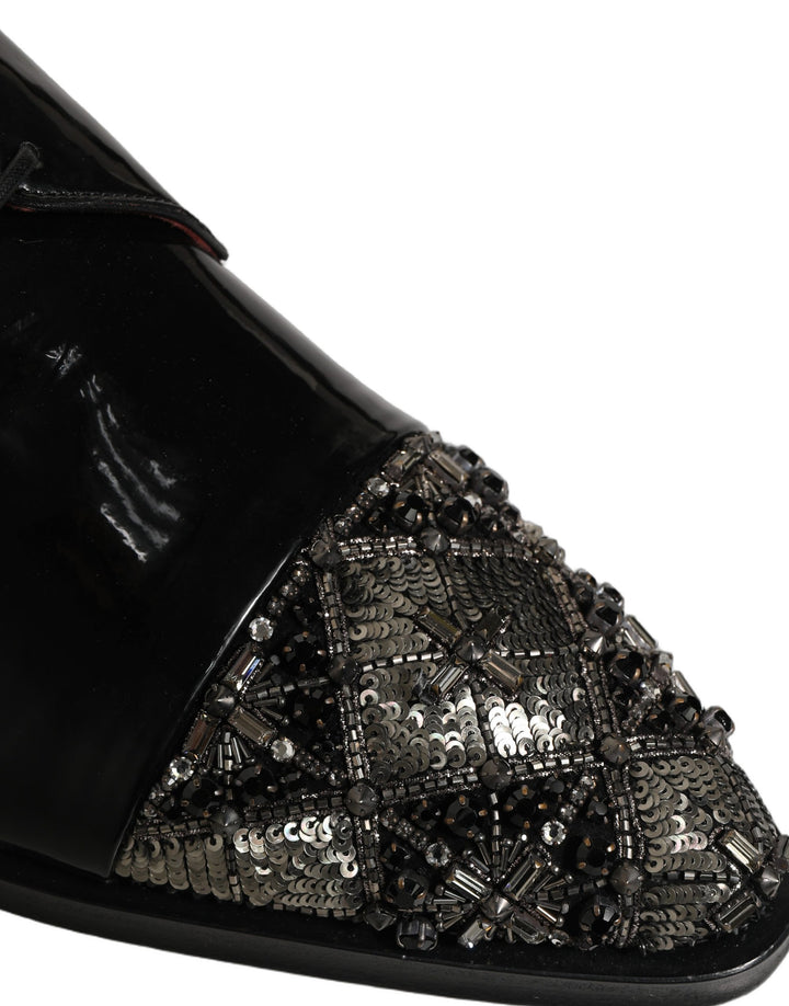 Zapatos de vestir tipo derby negros adornados Dolce & Gabbana