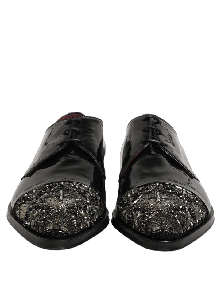 Zapatos de vestir tipo derby negros adornados Dolce & Gabbana