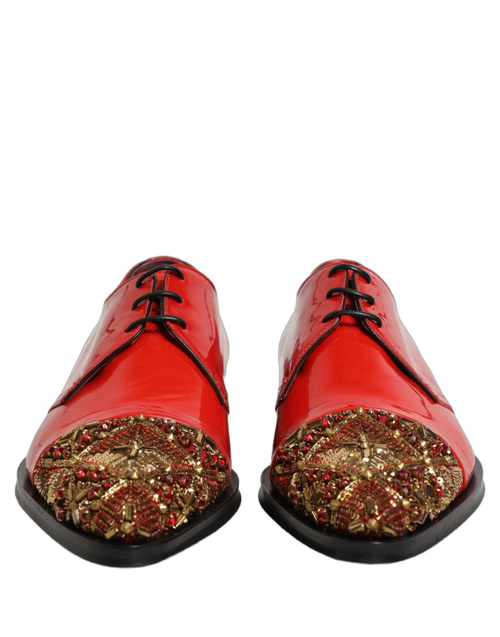 Zapatos de Vestir Formales Derby Embellished Rojos para Hombre Dolce & Gabbana