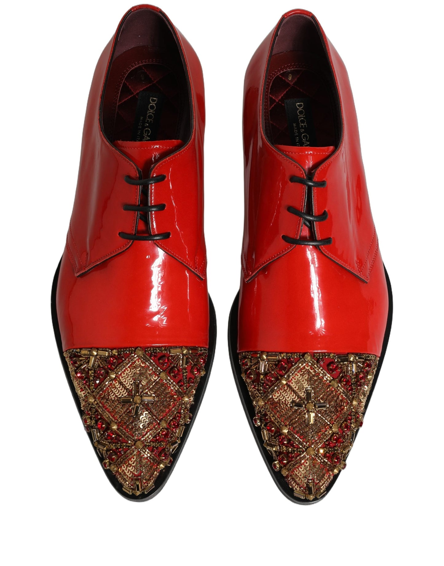 Chaussures habillées de cérémonie pour homme Dolce & Gabbana Derby ornées rouges