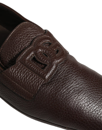 Zapatos mocasines de cuero de ciervo marrón Dolce & Gabbana