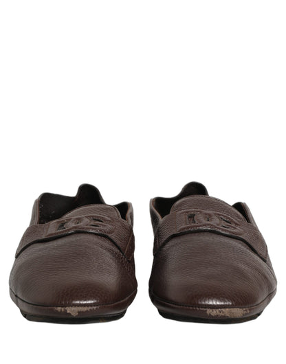 Zapatos mocasines de cuero de ciervo marrón Dolce & Gabbana