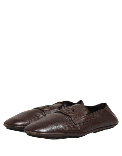 Zapatos mocasines de cuero de ciervo marrón Dolce & Gabbana