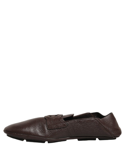 Zapatos mocasines de cuero de ciervo marrón Dolce & Gabbana