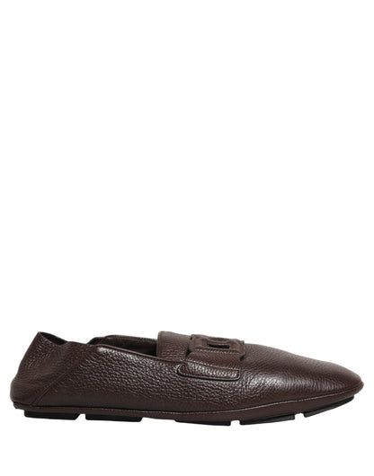 Zapatos mocasines de cuero de ciervo marrón Dolce & Gabbana