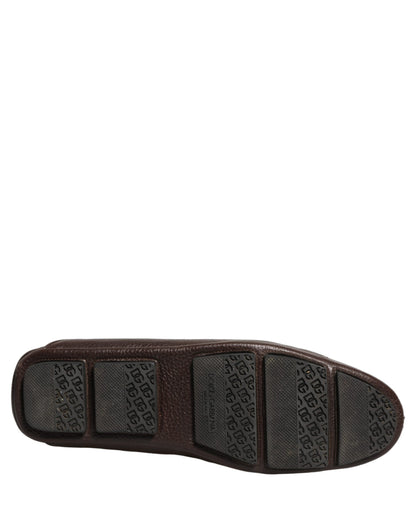 Zapatos mocasines de cuero de ciervo marrón Dolce & Gabbana