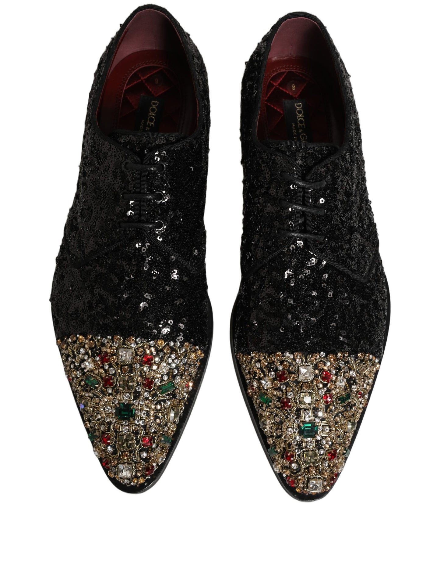 Zapatos de vestir tipo derby negros adornados con lentejuelas para hombre de Dolce & Gabbana
