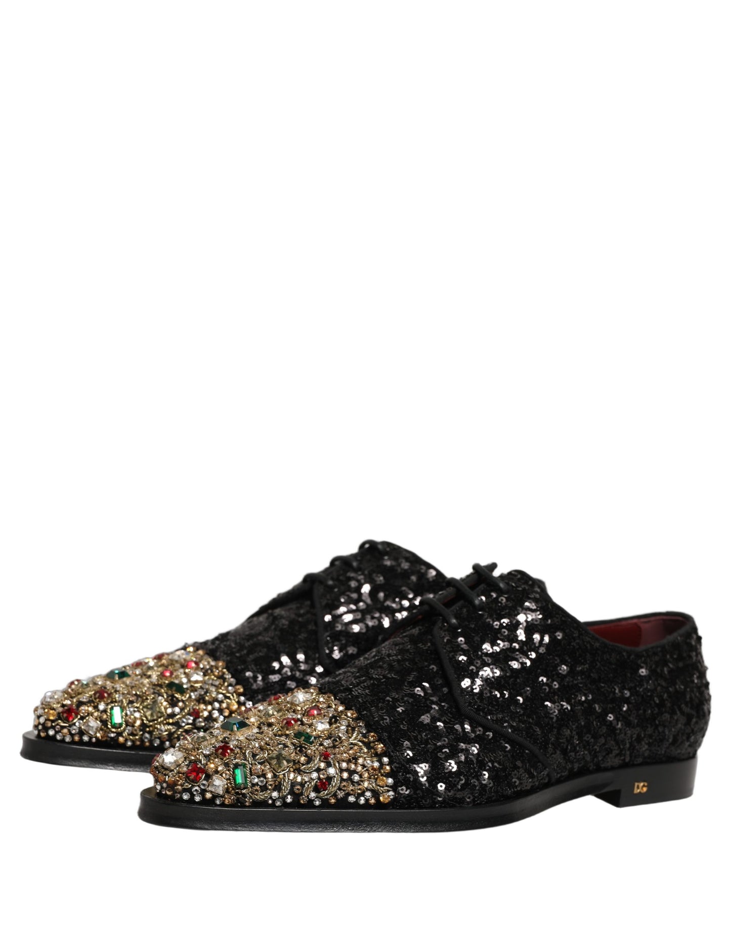 Zapatos de vestir tipo derby negros adornados con lentejuelas para hombre de Dolce & Gabbana