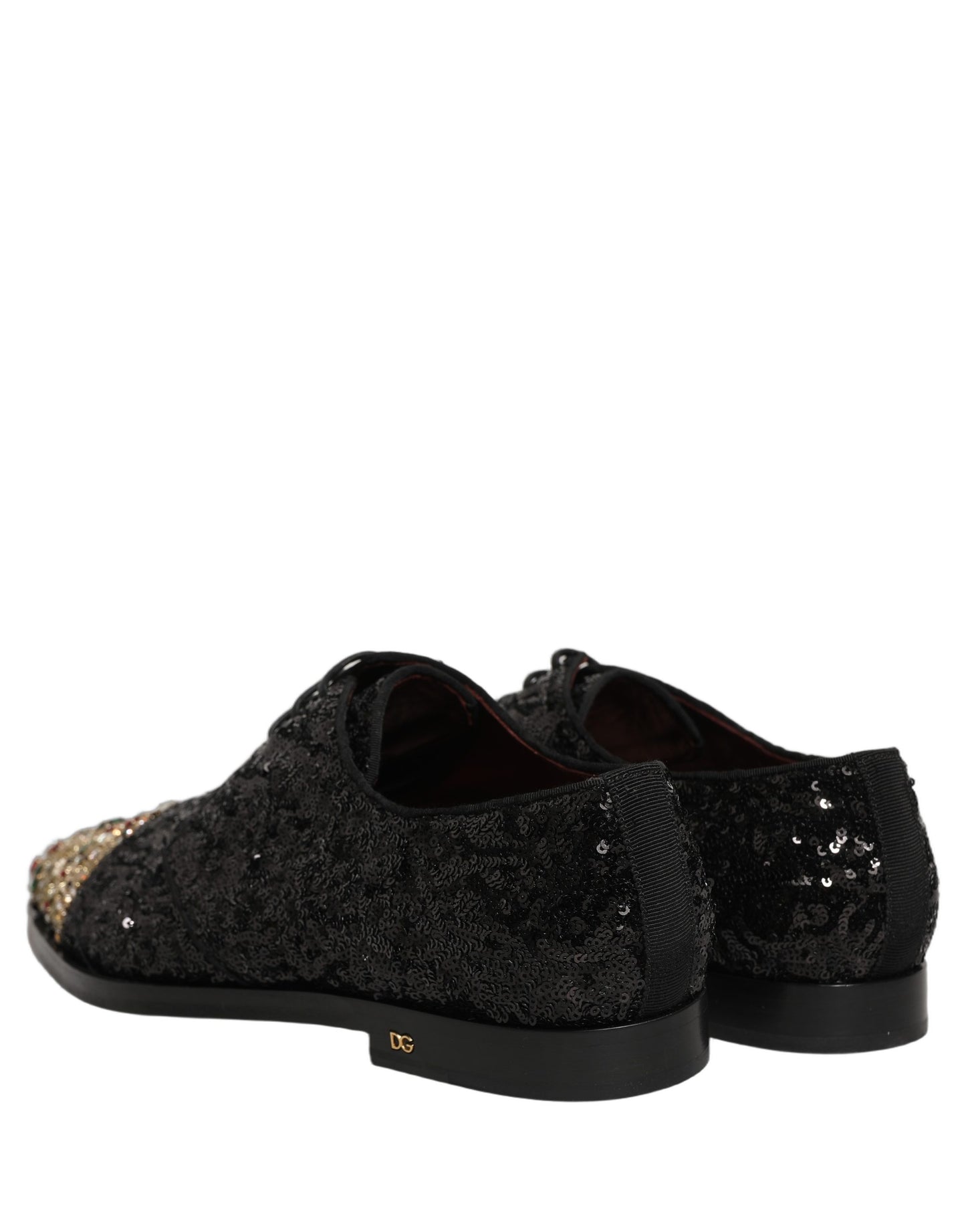 Zapatos de vestir tipo derby negros adornados con lentejuelas para hombre de Dolce & Gabbana