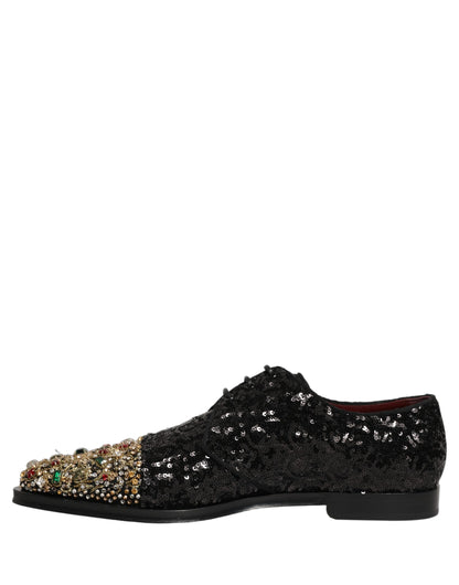 Zapatos de vestir tipo derby negros adornados con lentejuelas para hombre de Dolce & Gabbana