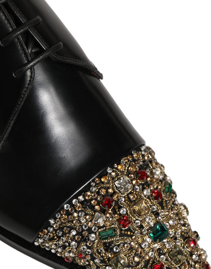 Zapatos de vestir tipo derby negros adornados Dolce & Gabbana