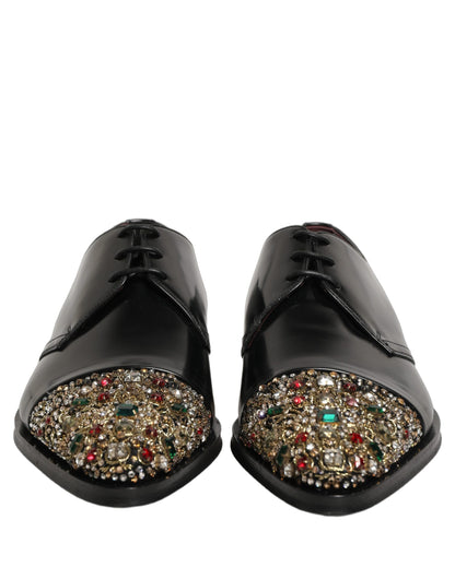 Zapatos de vestir tipo derby negros adornados Dolce & Gabbana