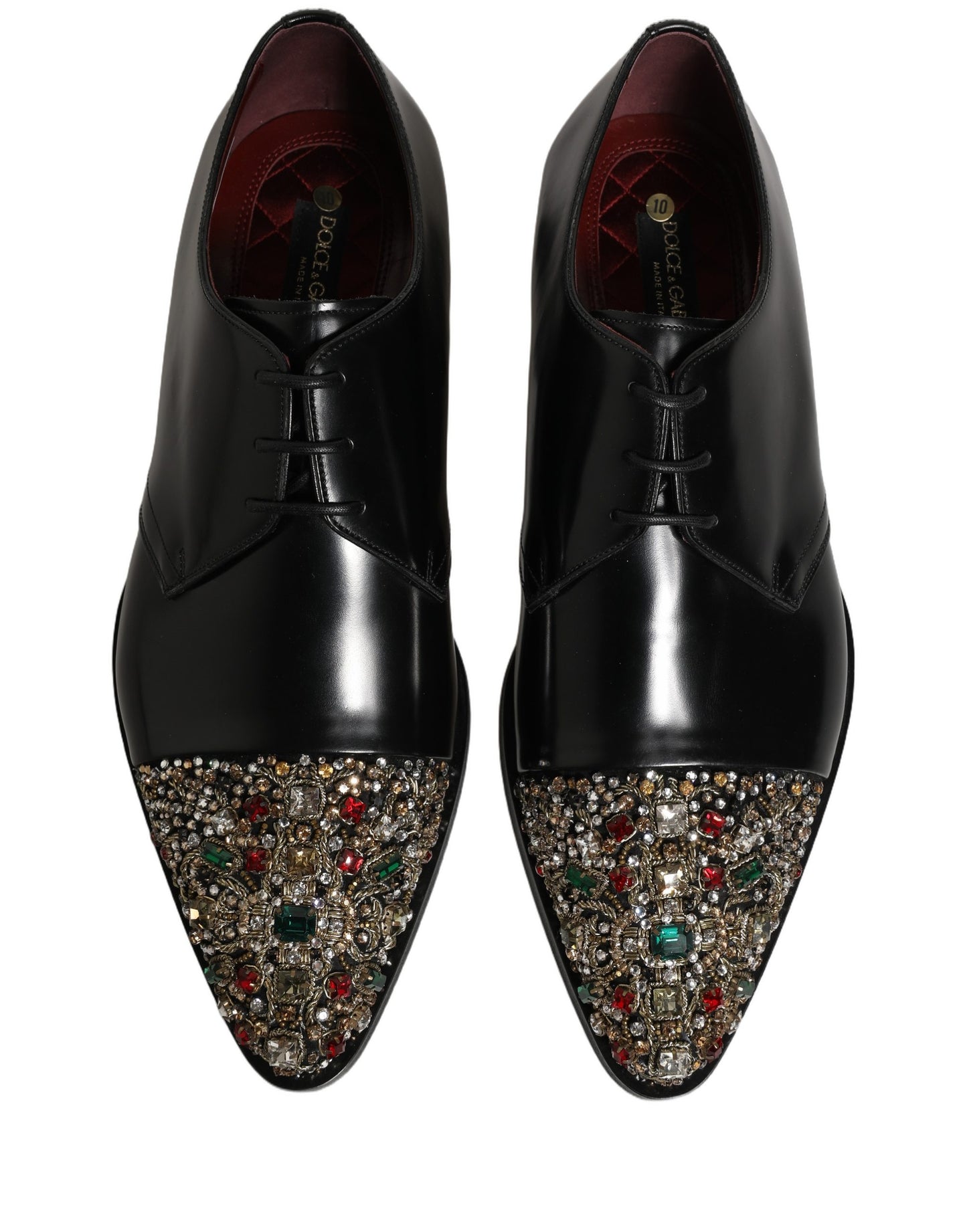 Zapatos de vestir tipo derby negros adornados Dolce & Gabbana