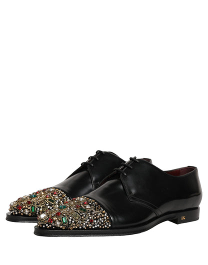 Zapatos de vestir tipo derby negros adornados Dolce & Gabbana