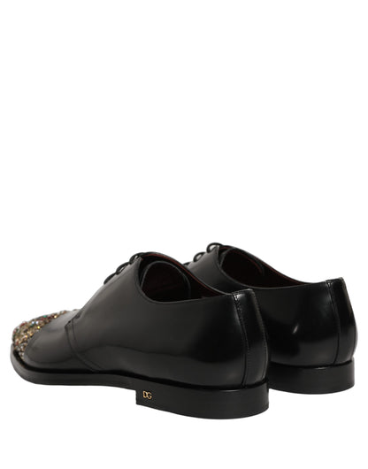 Zapatos de vestir tipo derby negros adornados Dolce & Gabbana