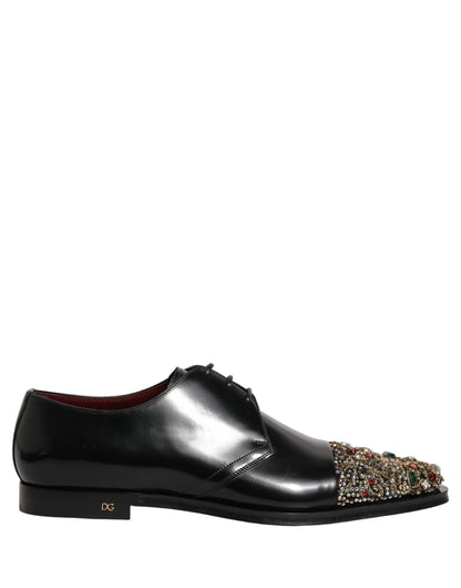 Zapatos de vestir tipo derby negros adornados Dolce & Gabbana