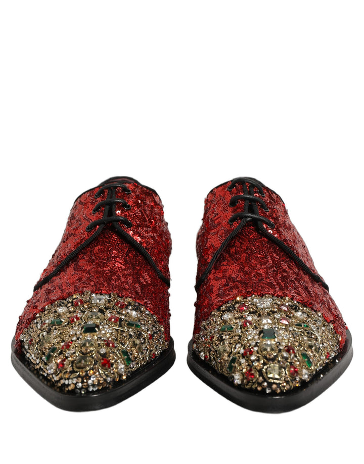 Zapatos de vestir tipo derby para hombre Dolce & Gabbana rojos con lentejuelas