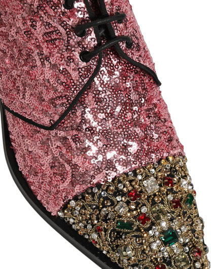 Zapatos de vestir tipo derby para hombre Dolce & Gabbana rosa con lentejuelas