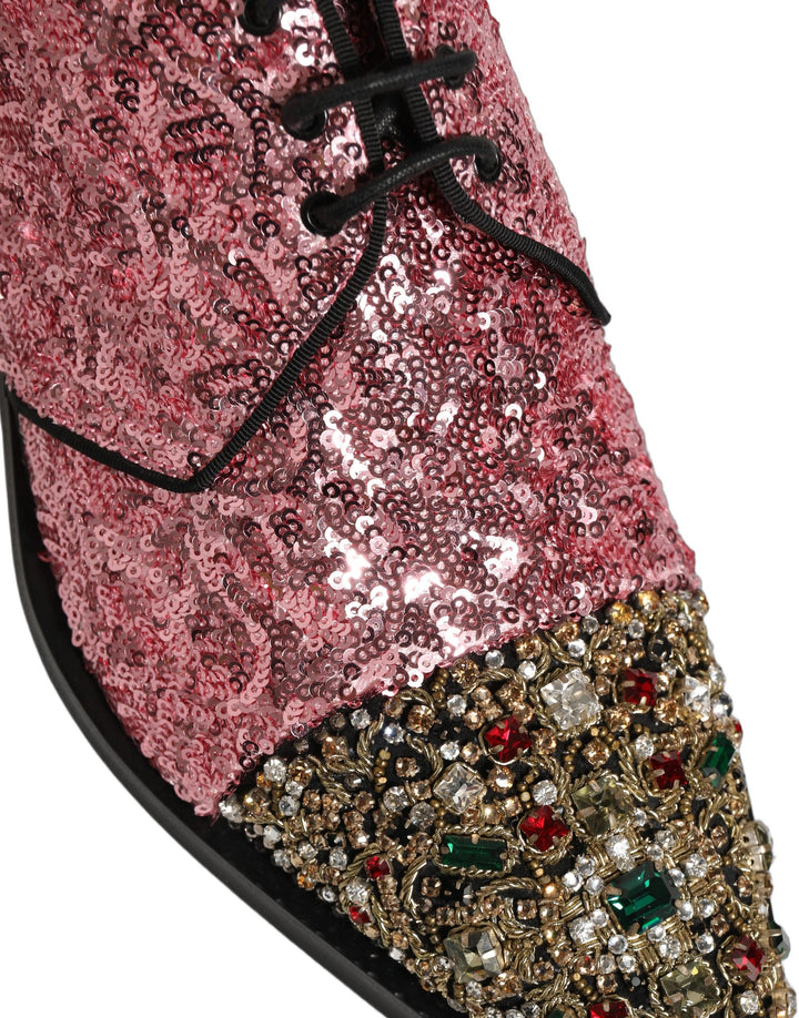 Zapatos de vestir tipo derby para hombre Dolce & Gabbana rosa con lentejuelas