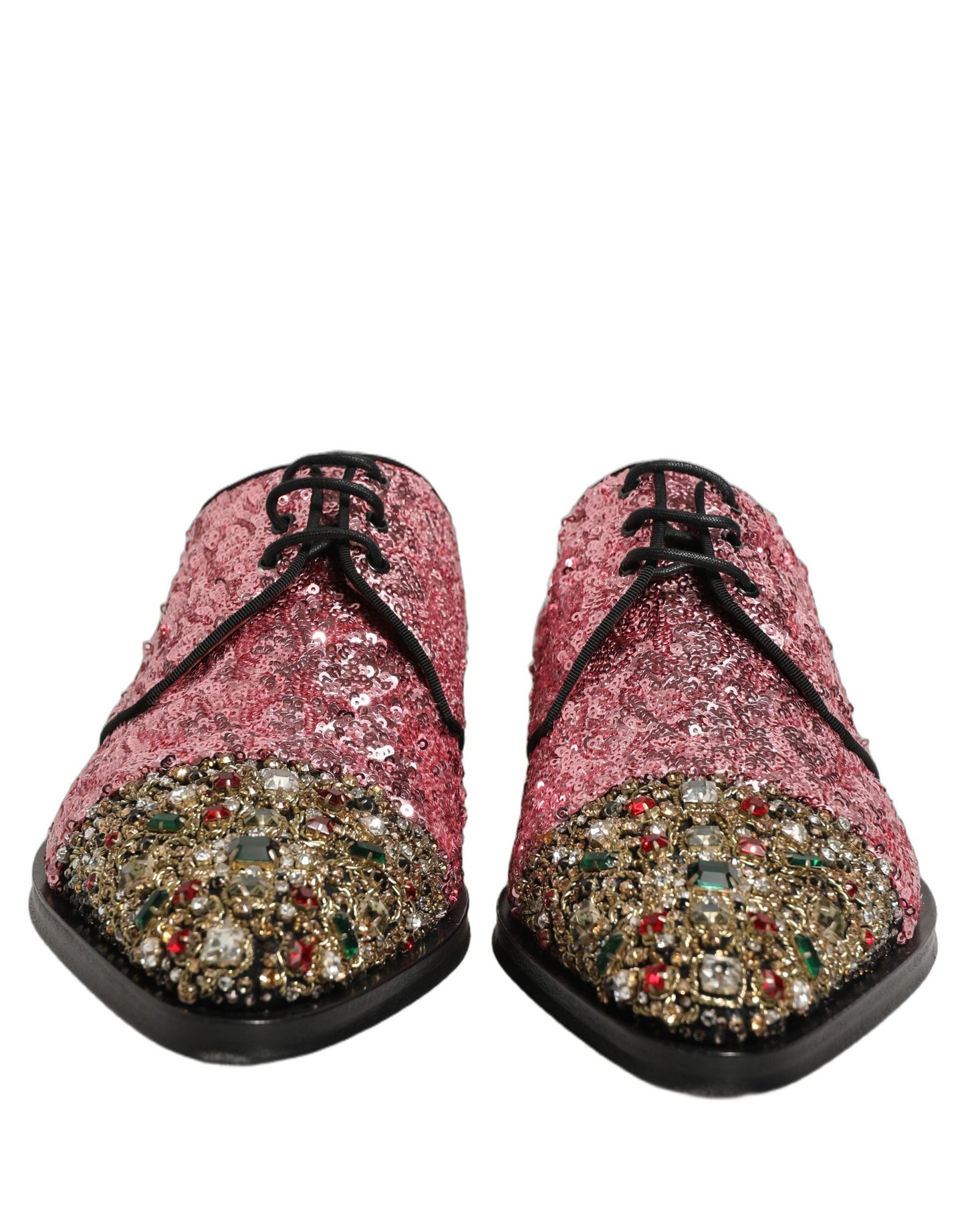 Zapatos de vestir tipo derby para hombre Dolce & Gabbana rosa con lentejuelas