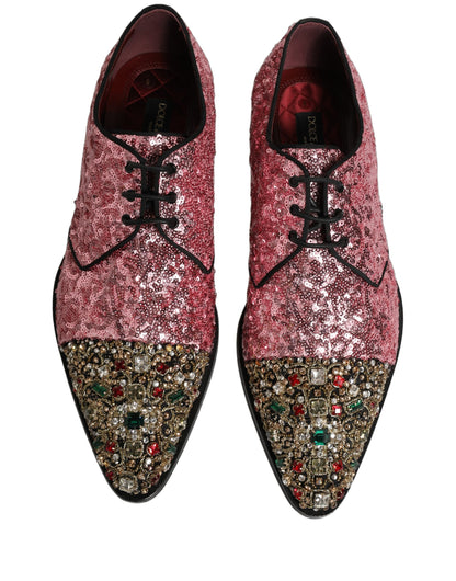 Zapatos de vestir tipo derby para hombre Dolce & Gabbana rosa con lentejuelas