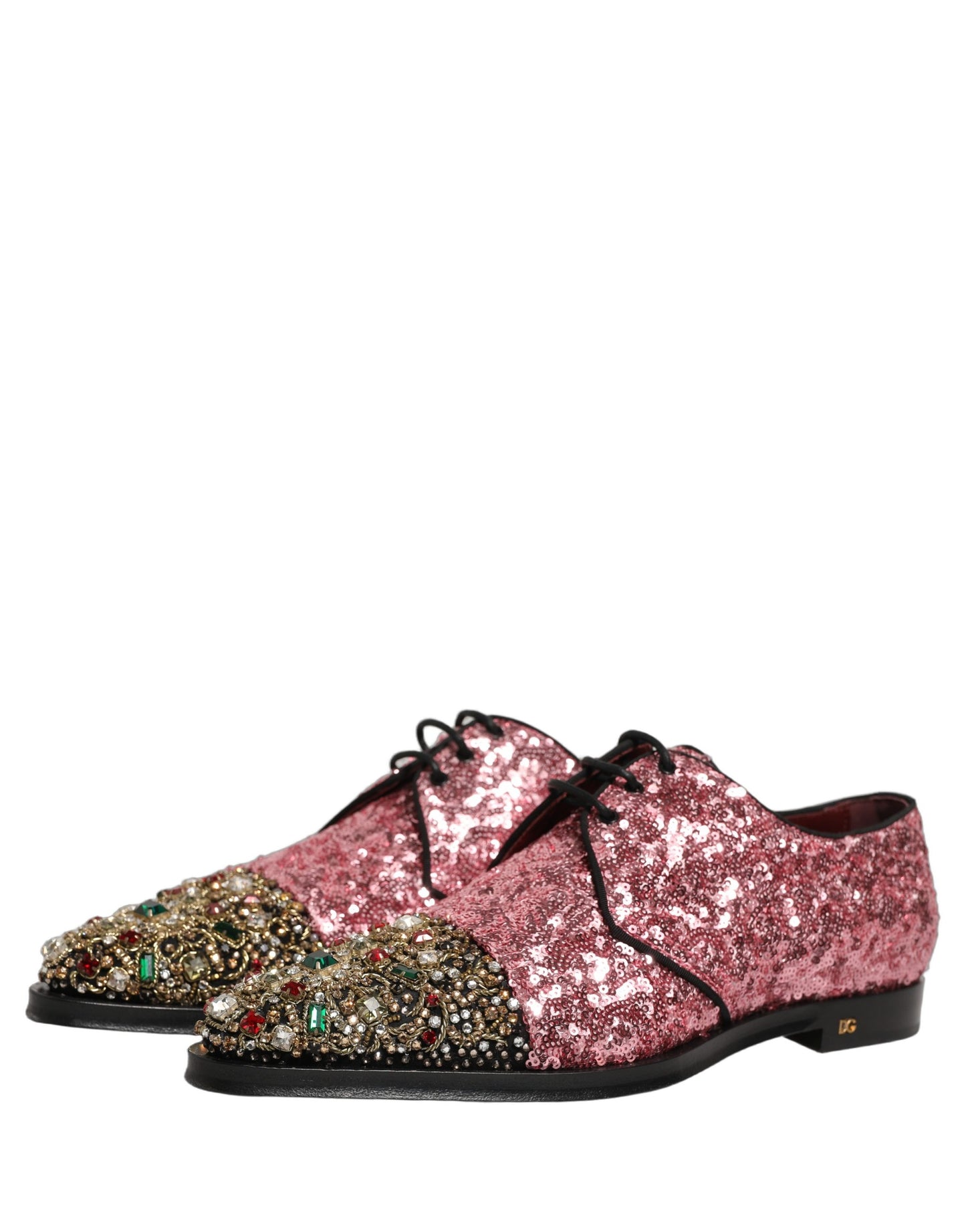 Zapatos de vestir tipo derby para hombre Dolce & Gabbana rosa con lentejuelas