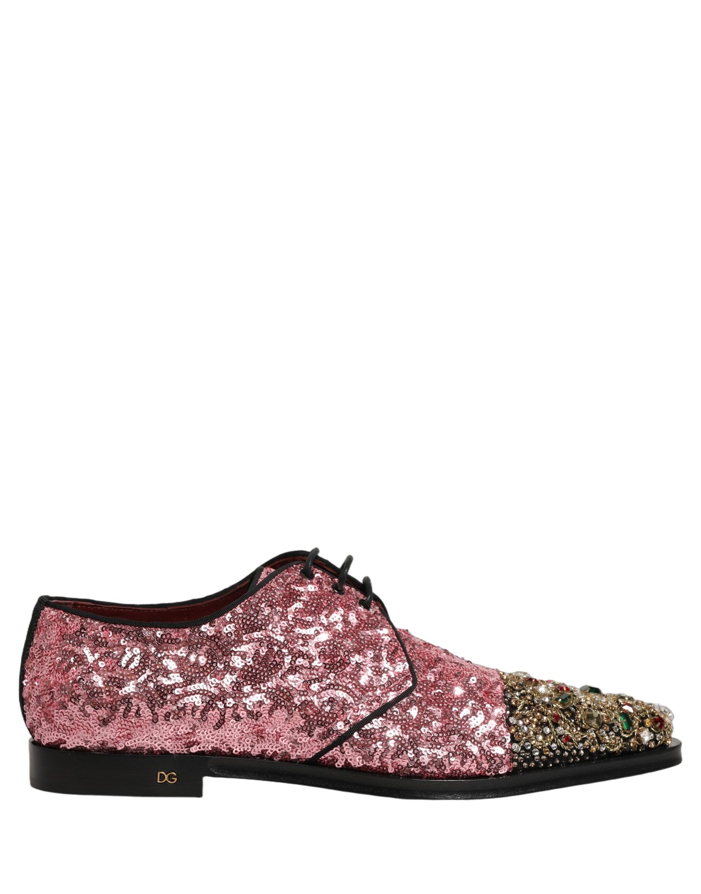 Zapatos de vestir tipo derby para hombre Dolce & Gabbana rosa con lentejuelas