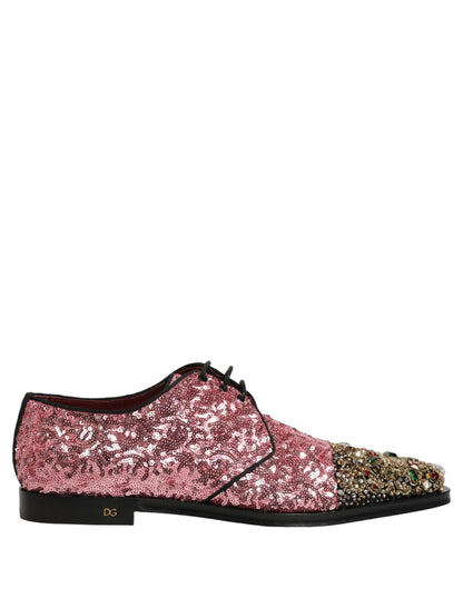 Zapatos de vestir tipo derby para hombre Dolce & Gabbana rosa con lentejuelas