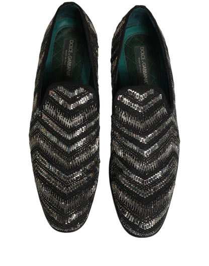 Zapatos Dolce & Gabbana negros con adornos plateados sin cordones