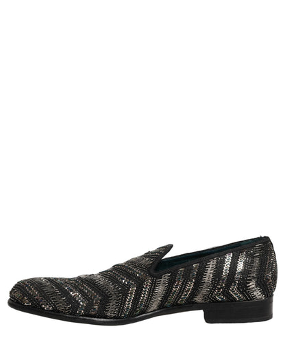 Zapatos Dolce & Gabbana negros con adornos plateados sin cordones