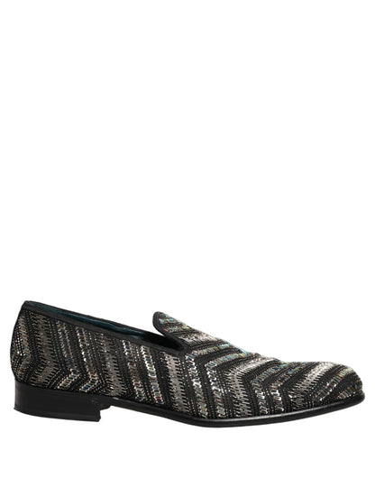 Zapatos Dolce & Gabbana negros con adornos plateados sin cordones