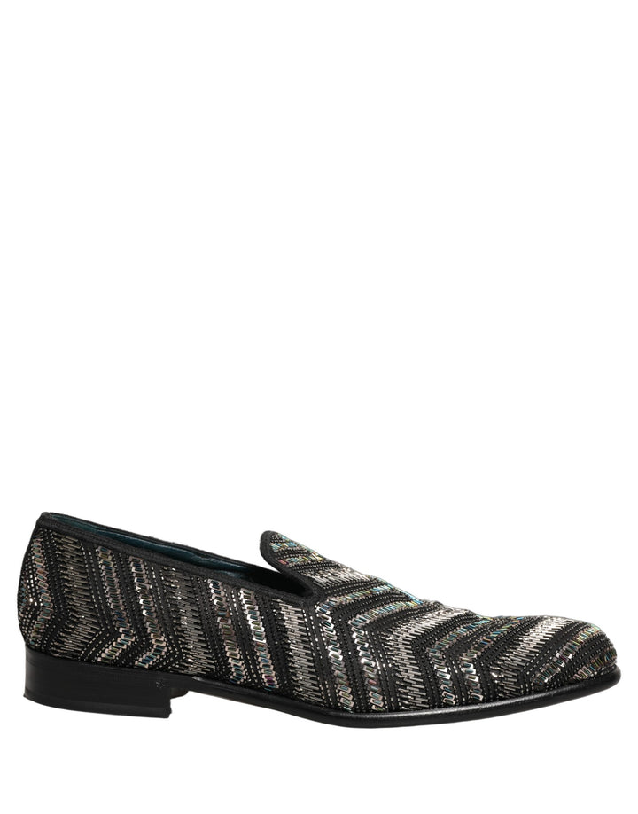Zapatos Dolce & Gabbana negros con adornos plateados sin cordones